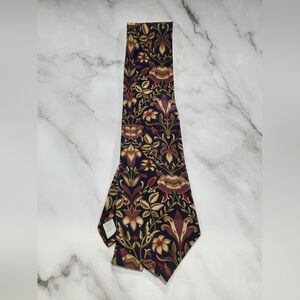 Corbin Factory Stores Vintage Floral Purple and Black 100% Silk Tie